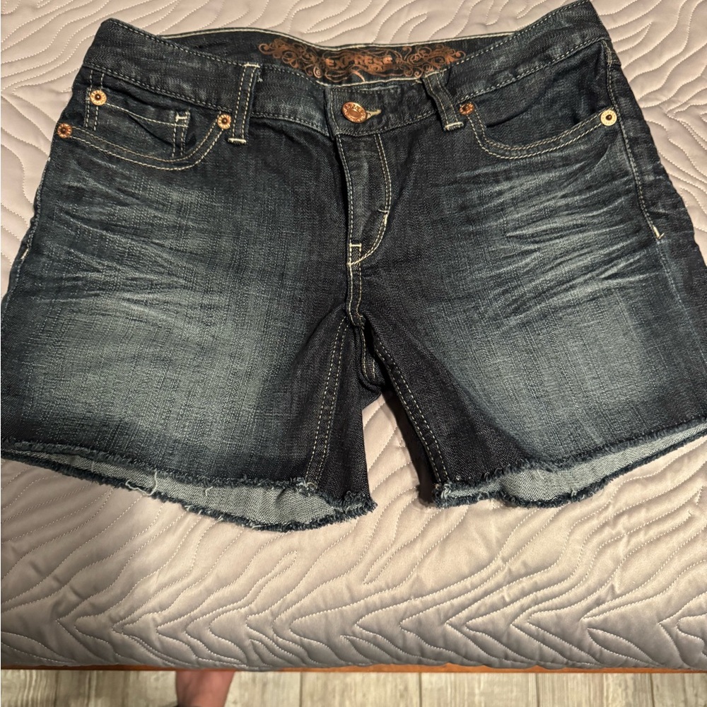 90’s Express Dark Wash Low Rise Jean Shorts Size 4